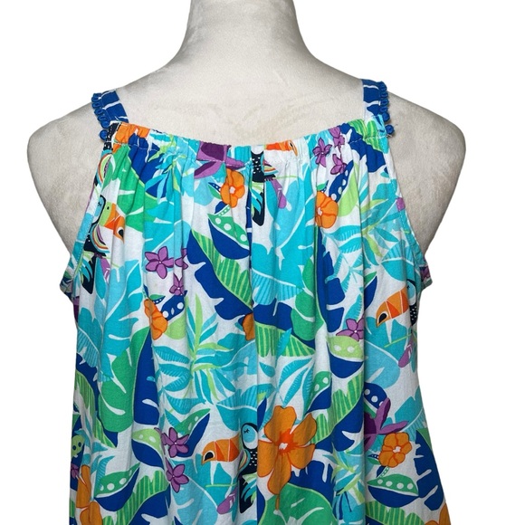 Land’s End Tropical Printed Colorful Toucan Halter Neck short Romper Size XL 16 - Picture 4 of 13